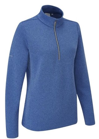 PING Lyla half zip ribbed ladies fleece, snorkel blue marl