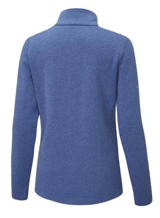 PING Lyla half zip ribbed ladies fleece, snorkel blue marl