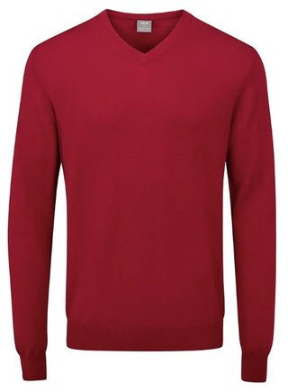 PING Sullivan mens V neck sweater, rich red