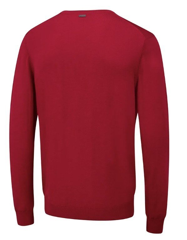 PING Sullivan mens V neck sweater, rich red