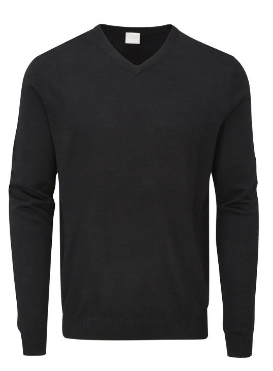 PING Sullivan mens V neck sweater, black