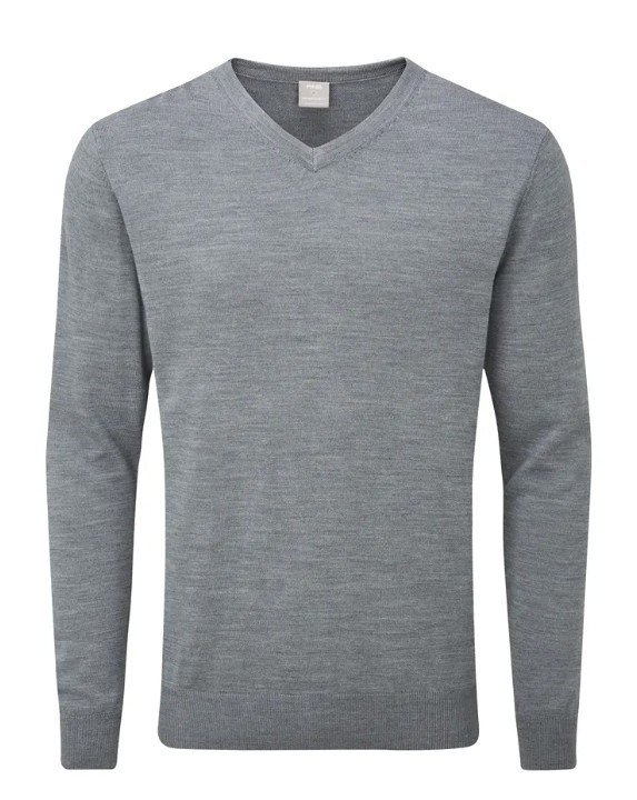 PING Sullivan mens V neck sweater, french grey marl