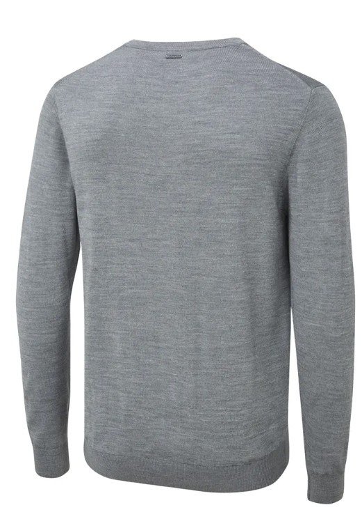 PING Sullivan mens V neck sweater, french grey marl