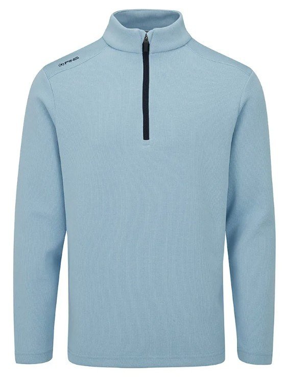 PING Ramsey half zip ribbed fleece men's pullover, sky blue marl