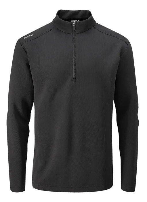 PING Ramsey half zip ribbed fleece men's pullover, black