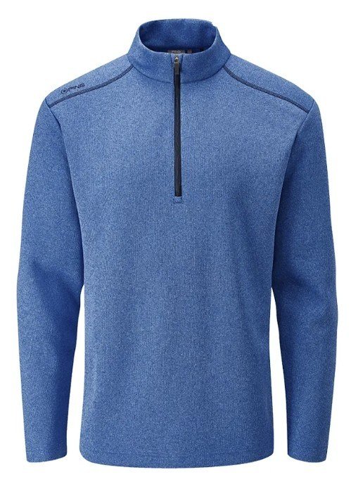 PING Ramsey half zip ribbed fleece men's pullover, snorkel blue marl
