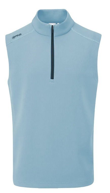 PING Ramsey men's ribbed fleece vest, blue marl