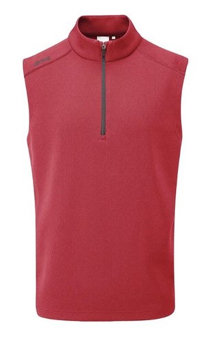PING Ramsey mens ribbed fleece vest, red marl