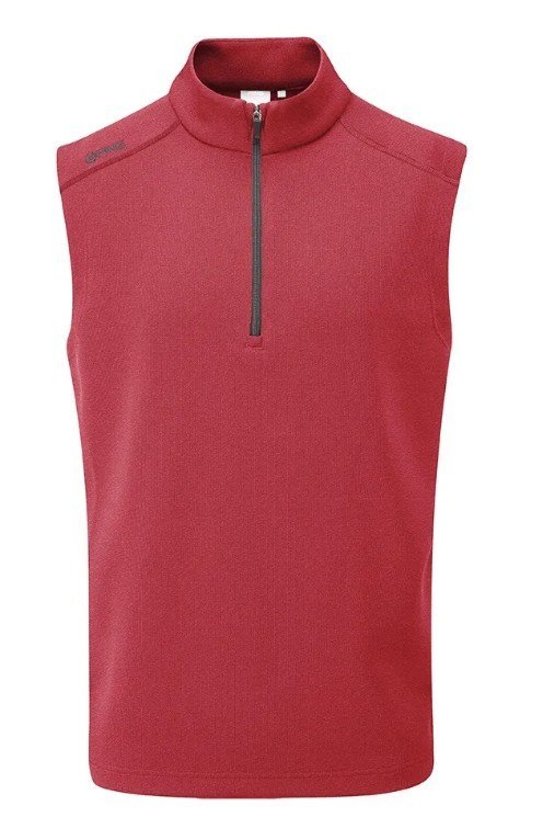 PING Ramsey mens ribbed fleece vest, red marl