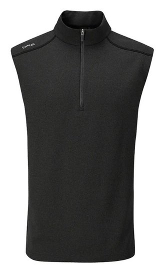 PING Ramsey mens ribbed fleece vest, black