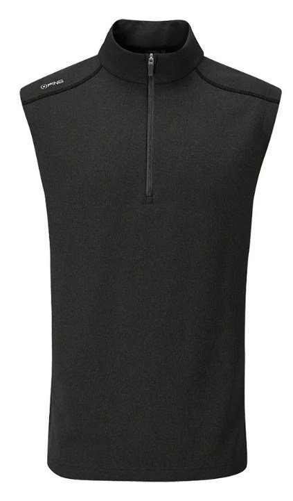 PING Ramsey mens ribbed fleece vest, black
