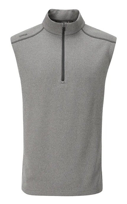 PING Ramsey mens ribbed fleece vest, ash marl