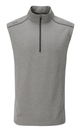 PING Ramsey mens ribbed fleece vest, ash marl