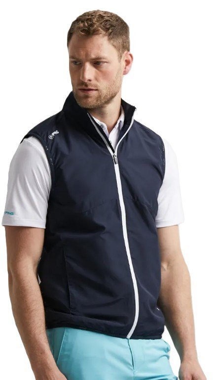 PING Ashbourne mens fleece vest, navy/stormcloud