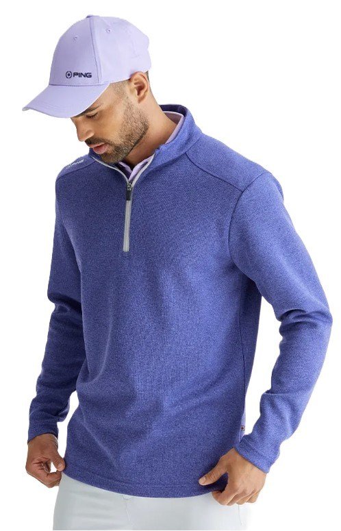 PING Ramsey half zip ribbed fleece men's pullover, twilight marl