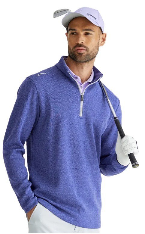 PING Ramsey half zip ribbed fleece men's pullover, twilight marl