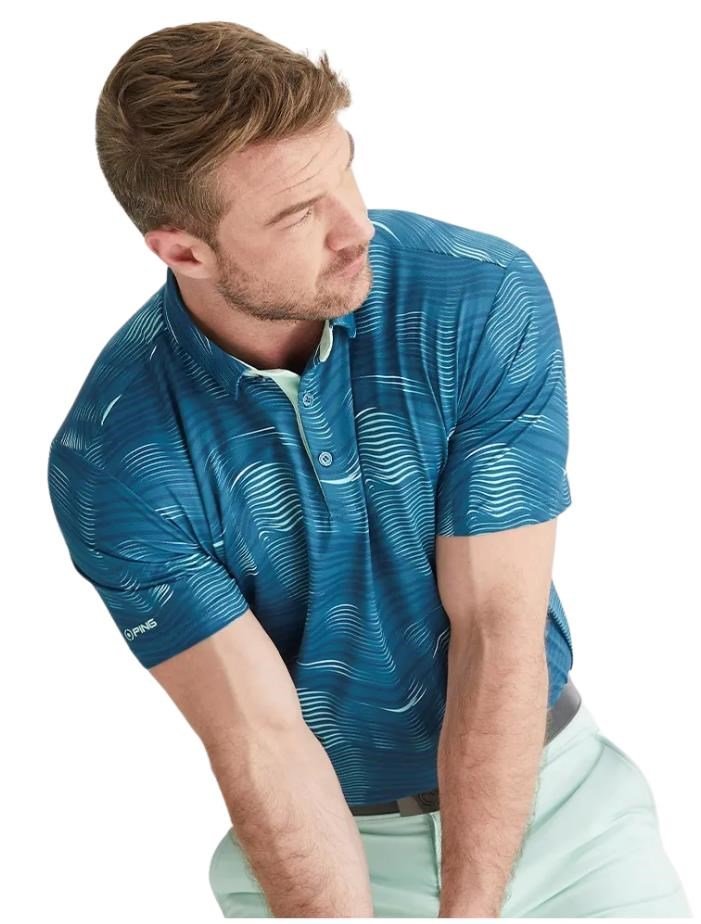 PING Optic Groove men's polo, forest multi