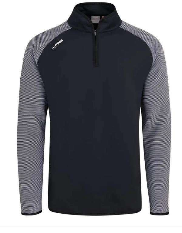 PING Strio Performance men's midlayer sweatshirt, black/white