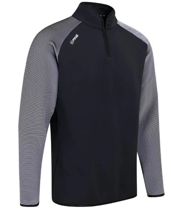 PING Strio Performance men's midlayer sweatshirt, black/white