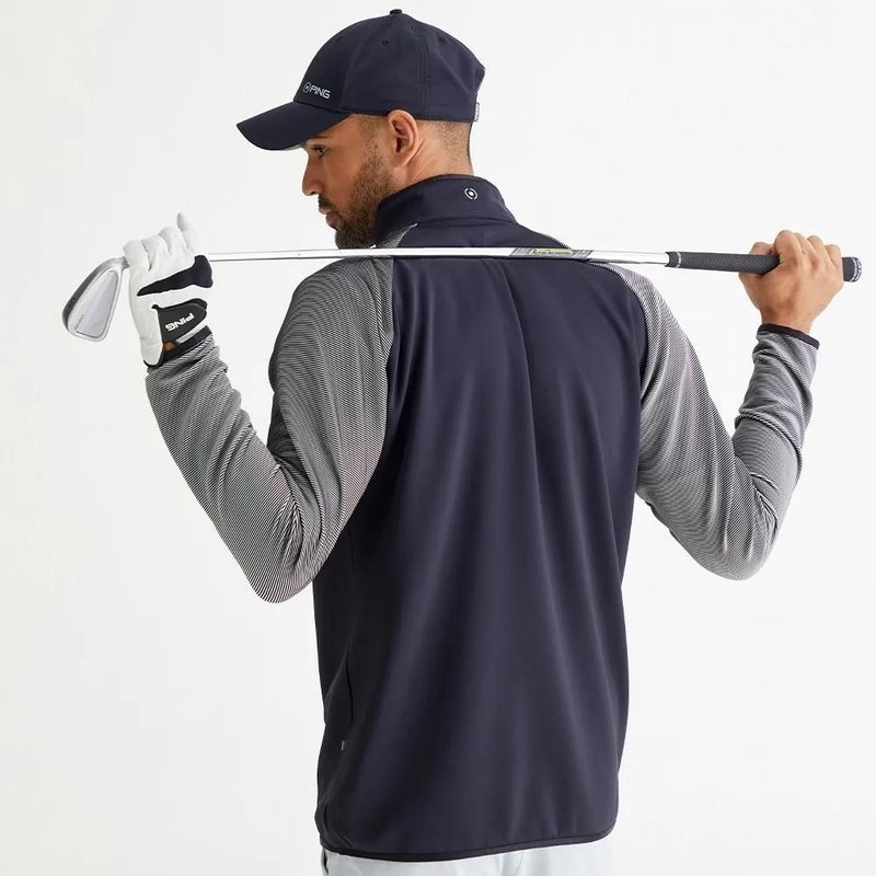 PING Strio Performance men's midlayer sweatshirt, black/white