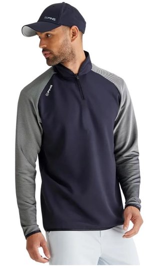 PING Strio Performance men's midlayer sweatshirt, black/white