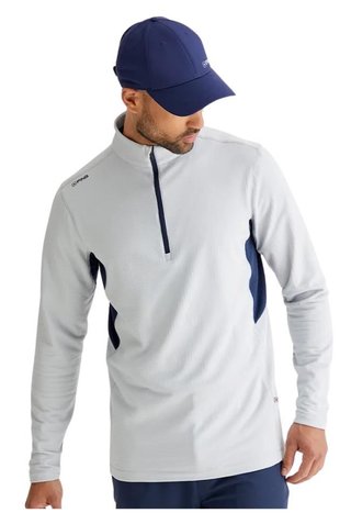 PING Rhodri Half Zip Fleece men's sweatshirt, silver/navy