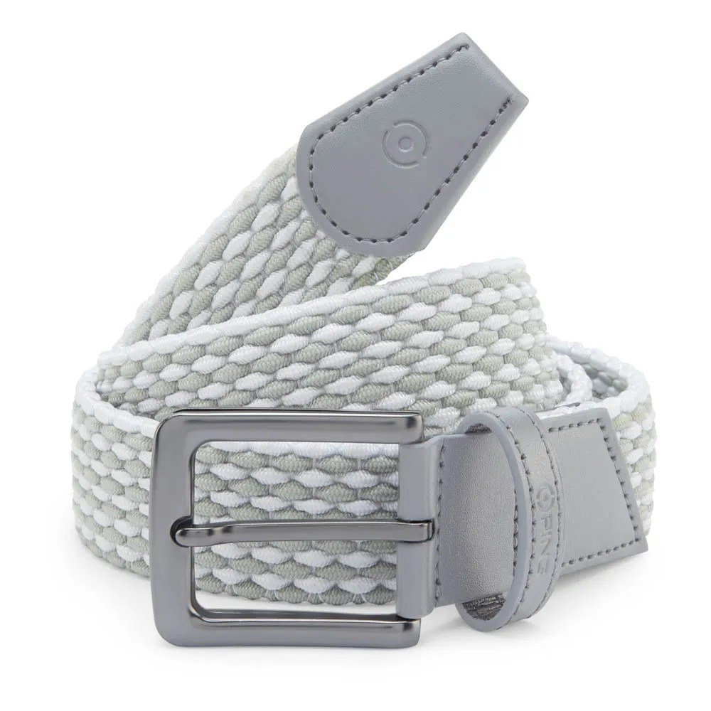 PING Stretch Webbing mens belt, grey/white