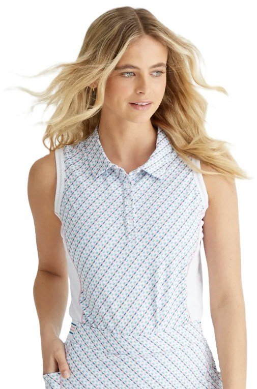 PING Colleen Sleeveless women's polo, neoteric/white