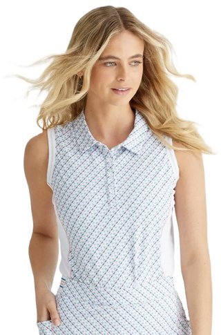 PING Colleen Sleeveless women's polo, neoteric/white