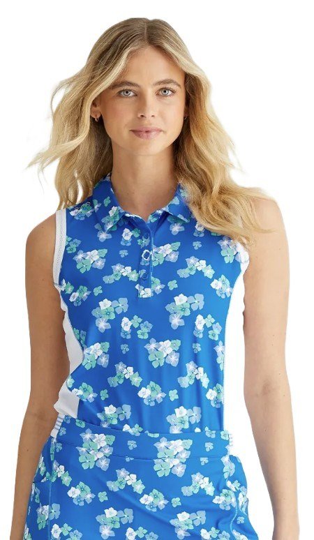 PING Colleen Sleeveless women's polo, viibrant bloom/white