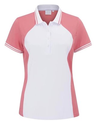 PING Ali short sleeve women's polo, sweet pea/white