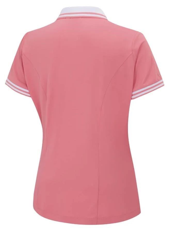 PING Ali short sleeve women's polo, sweet pea/white