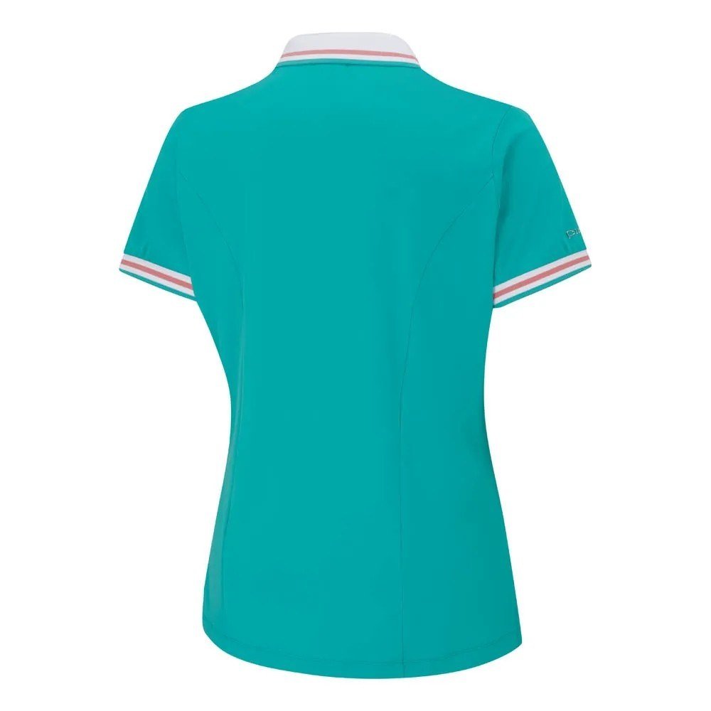 PING Ali short sleeve ladies polo, bright aqua/white