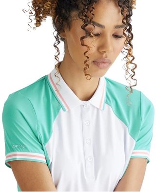 PING Ali short sleeve ladies polo, bright aqua/white
