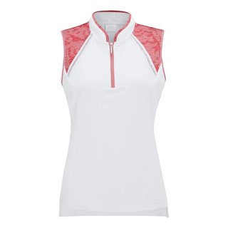 PING Nala Colour Block Sleeveless women's polo, white/sweat pea