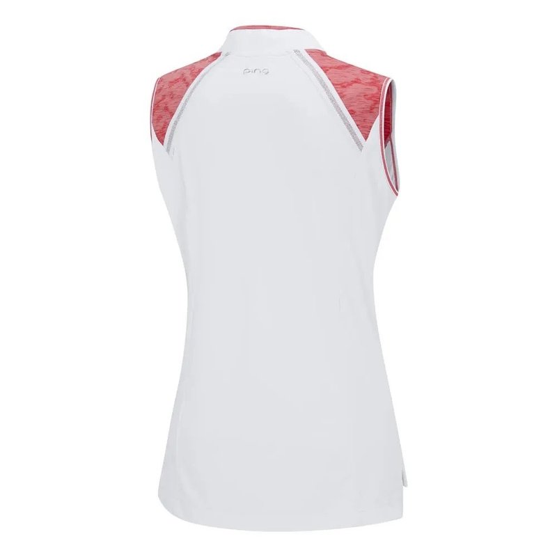 PING Nala Colour Block Sleeveless women's polo, white/sweat pea