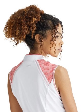 PING Nala Colour Block Sleeveless women's polo, white/sweat pea