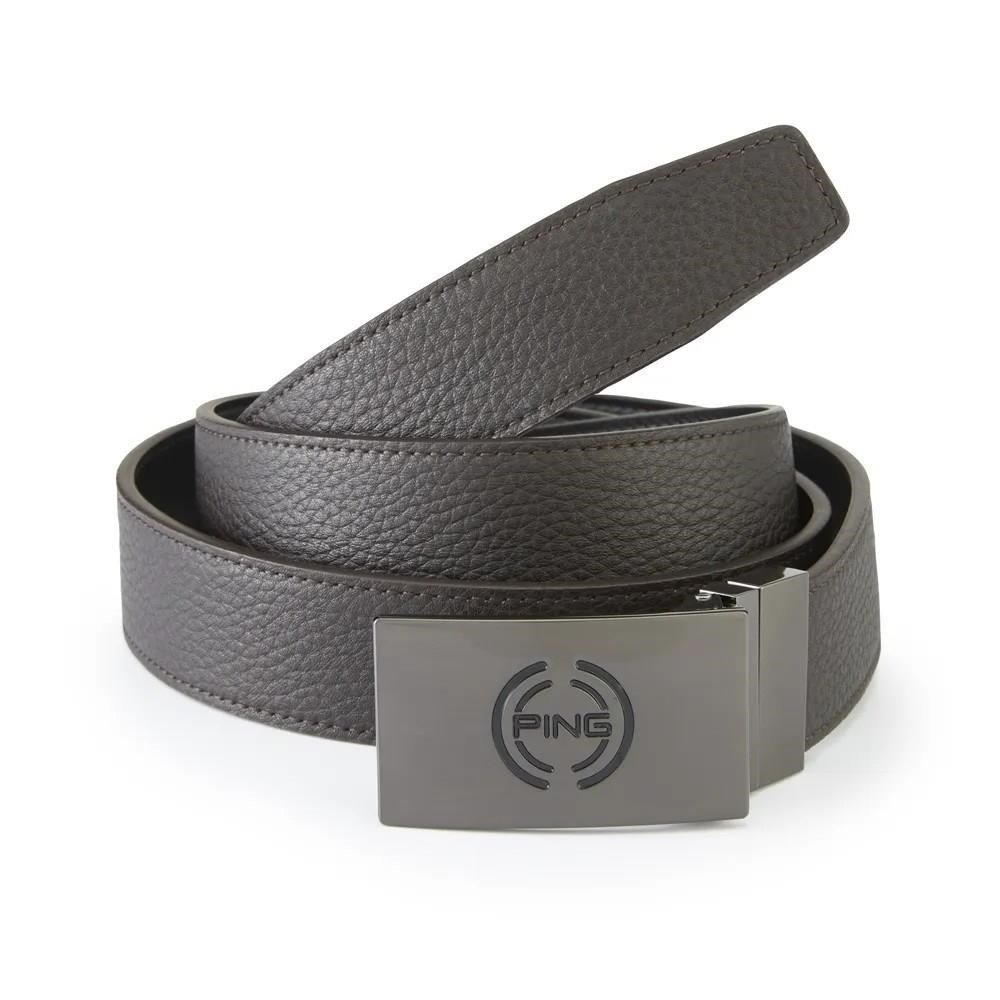 PING Stamp Reversible mens belt, brown/black