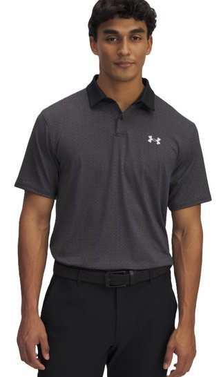 Under Armour T2G Printed men's polo, black/halo gray