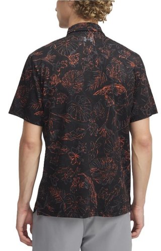 Under Armour Playoff 3.0 Printed mens polo, black/fire/castlerock