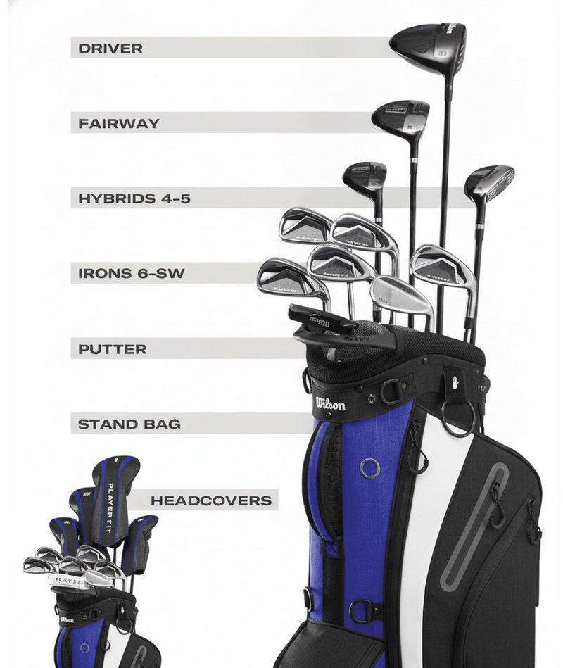 Wilson PlayerFit Premium men's golf set, steel, + stand bag