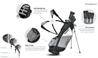 Masters GX1 Gts men's golf set, graphite, + stand bag, black/grey/white