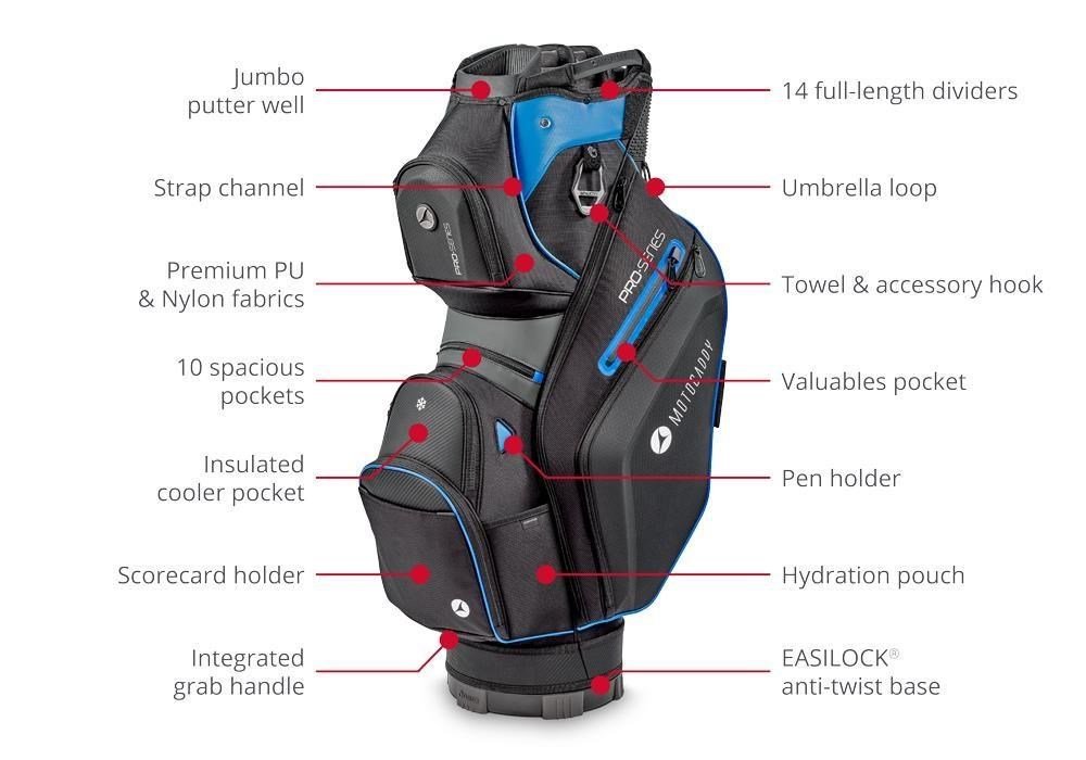 Motocaddy Pro-Series cart bag, black/lime