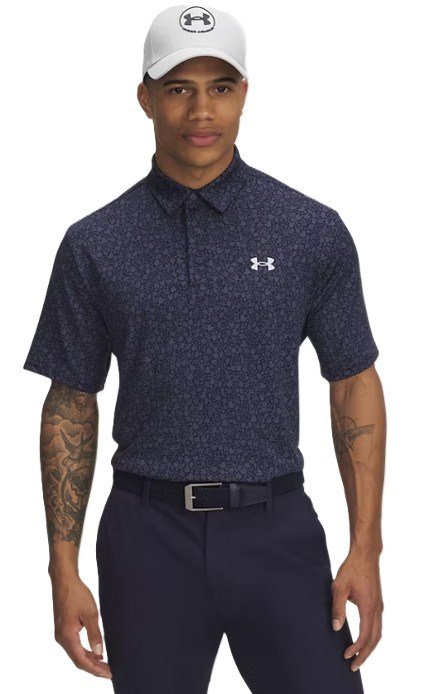 Under Armour Playoff 3.0 Printed men's polo, midnight navy/downpour grey