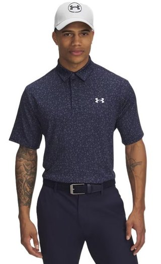Under Armour Playoff 3.0 Printed men's polo, midnight navy/downpour grey