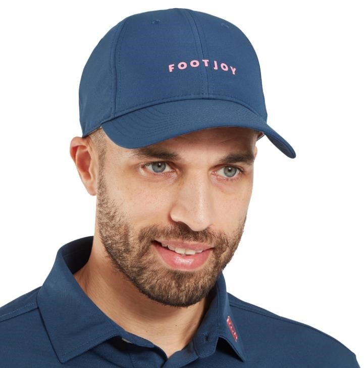 FootJoy Fashion men's golf cap, dark denim/pink lemonade