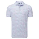 FootJoy Gamer Print Pique men's polo, white/air blue/tide/magenta