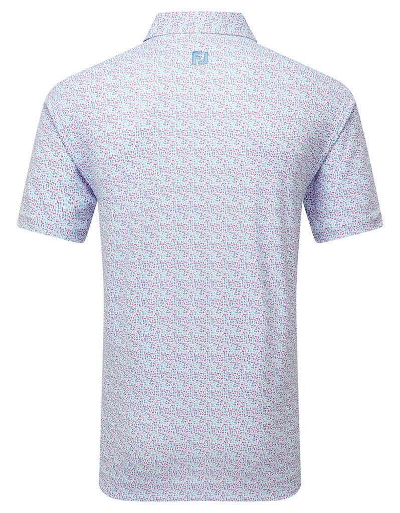 FootJoy Gamer Print Pique men's polo, white/air blue/tide/magenta