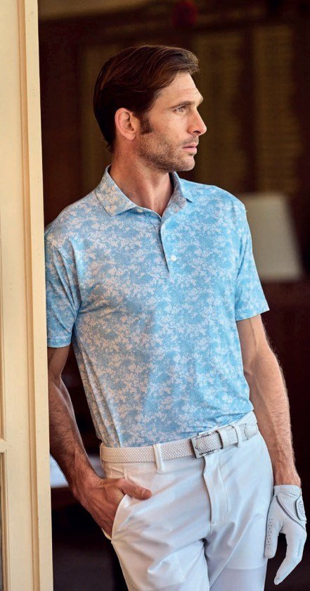 FootJoy GARDEN PRINT men's polo, air blue