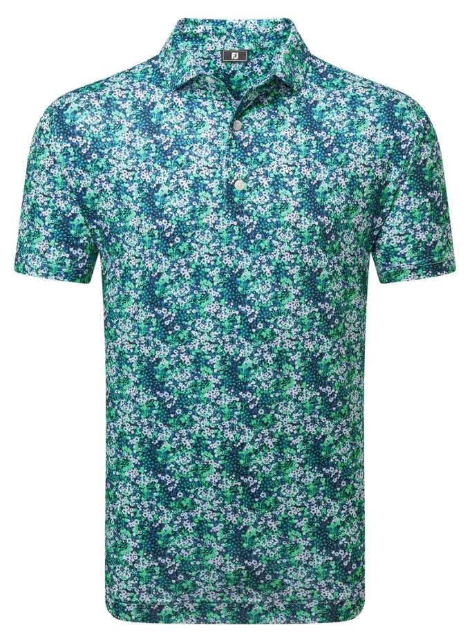 FootJoy Garden Print Lisle men's polo, navy